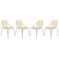 LeisureMod AC16CR4 Modern Asbury Dining Chair w/ Chromed Legs, Set of 4