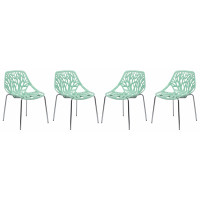 LeisureMod AC16MT4 Modern Asbury Dining Chair w/ Chromed Legs, Set of 4