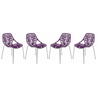 LeisureMod AC16PR4 Modern Asbury Dining Chair w/ Chromed Legs, Set of 4
