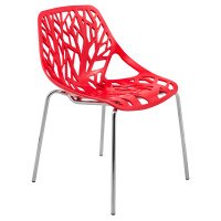 LeisureMod AC16R Modern Asbury Dining Chair w/ Chromed Legs