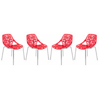 LeisureMod AC16R4 Modern Asbury Dining Chair w/ Chromed Legs, Set of 4