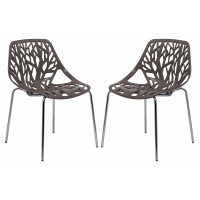 LeisureMod AC16TP2 Modern Asbury Dining Chair w/ Chromed Legs, Set of 2