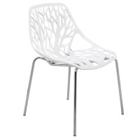 LeisureMod AC16W Modern Asbury Dining Chair w/ Chromed Legs