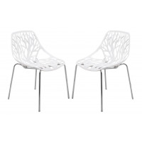 LeisureMod AC16W2 Modern Asbury Dining Chair w/ Chromed Legs, Set of 2