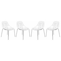 LeisureMod AC16W4 Modern Asbury Dining Chair w/ Chromed Legs, Set of 4