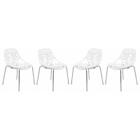 LeisureMod AC16W4 Modern Asbury Dining Chair w/ Chromed Legs, Set of 4