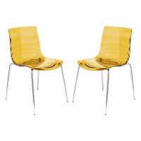 LeisureMod AC20OR2 Astor Water Ripple Design Dining Chair Set of 2
