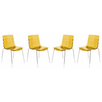 LeisureMod AC20OR4 Astor Water Ripple Design Dining Chair Set of 4