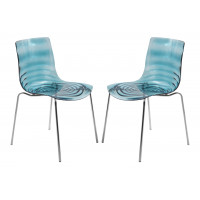 LeisureMod AC20TBU2 Modern Astor Plastic Dining Chair, Set of 2