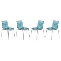 LeisureMod AC20TBU4 Modern Astor Plastic Dining Chair, Set of 4