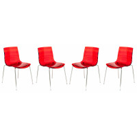 LeisureMod AC20TR4 Modern Astor Plastic Dining Chair, Set of 4