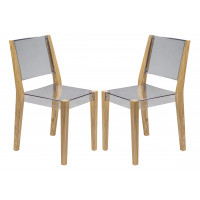 LeisureMod BC19CL2 Modern Barker Chair w/ Wooden Frame, Set of 2