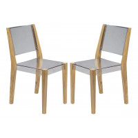 LeisureMod BC19CL2 Modern Barker Chair w/ Wooden Frame, Set of 2