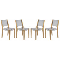 LeisureMod BC19CL4 Modern Barker Chair w/ Wooden Frame, Set of 4