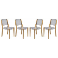 LeisureMod BC19CL4 Modern Barker Chair w/ Wooden Frame, Set of 4