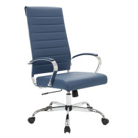 LeisureMod BOT19BUL Benmar High-Back Leather Office Chair