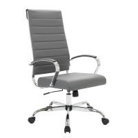 LeisureMod BOT19GRL Benmar High-Back Leather Office Chair