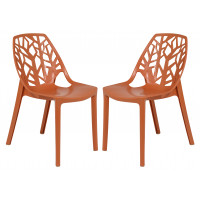 LeisureMod C18OR2 Modern Cornelia Dining Chair, Set of 2