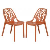 LeisureMod C18OR2 Modern Cornelia Dining Chair, Set of 2