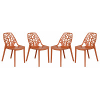 LeisureMod C18OR4 Modern Cornelia Dining Chair, Set of 4
