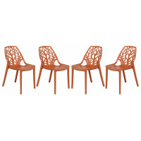 LeisureMod C18OR4 Modern Cornelia Dining Chair, Set of 4