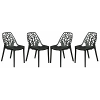 LeisureMod C18SBL4 Modern Cornelia Dining Chair, Set of 4