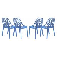 LeisureMod C18TBU4 Modern Cornelia Dining Chair, Set of 4