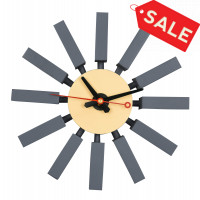 LeisureMod CCL11DGR Vdara Modern Design Block Silent Non-Ticking Wall Clock