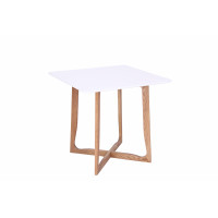 LeisureMod CD31W Cedar Square Bistro Dining Table W/ Natural Wood X Shaped Sled Base