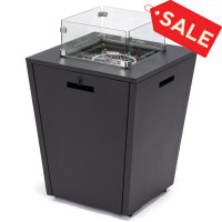 LeisureMod CF21BL Chelsea Aluminum Patio Modern Propane Fire Pit Side Table