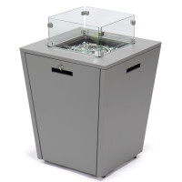 LeisureMod CF21GR Chelsea Aluminum Patio Modern Propane Fire Pit Side Table