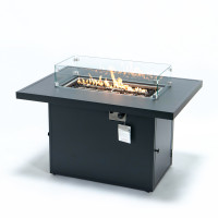 LeisureMod CF44G-BL Chelsea Patio Modern Black Aluminum Propane Fire Pit Table