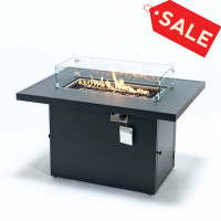 LeisureMod CF44G-BL Chelsea Patio Modern Black Aluminum Propane Fire Pit Table
