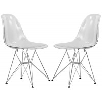 LeisureMod CR19CL2 Cresco Molded Eiffel Side Chair, Set of 2