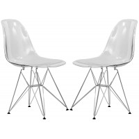 LeisureMod CR19CL2 Cresco Molded Eiffel Side Chair, Set of 2