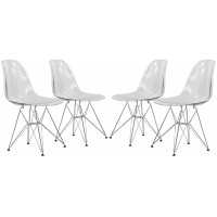 LeisureMod CR19CL4 Cresco Molded Eiffel Side Chair, Set of 4