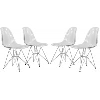 LeisureMod CR19CL4 Cresco Molded Eiffel Side Chair, Set of 4