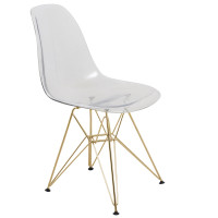 LeisureMod CR19CLG Cresco Molded Eiffel Side Chair with Gold Base