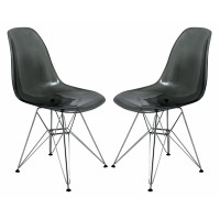 LeisureMod CR19TBL2 Cresco Molded Eiffel Side Chair, Set of 2