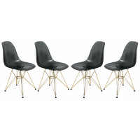 LeisureMod CR19TBLG4 Cresco Molded Eiffel Side Chair with Gold Base, Set of 4