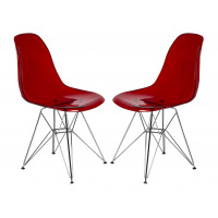 LeisureMod CR19TR2 Cresco Molded Eiffel Side Chair, Set of 2