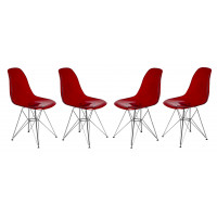 LeisureMod CR19TR4 Cresco Molded Eiffel Side Chair, Set of 4