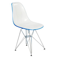 LeisureMod CR19WBU Cresco Molded 2-Tone Eiffel Side Chair