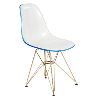 LeisureMod CR19WBUG Cresco Molded 2-Tone Eiffel Side Chair with Gold Base