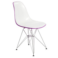 LeisureMod CR19WPR Cresco Molded 2-Tone Eiffel Side Chair