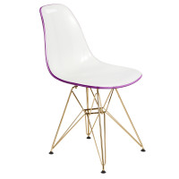 LeisureMod CR19WPRG Cresco Molded 2-Tone Eiffel Side Chair with Gold Base