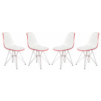 LeisureMod CR19WR4 Cresco Molded 2-Tone Eiffel Side Chair, Set of 4