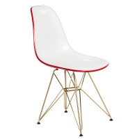 LeisureMod CR19WRG Cresco Molded 2-Tone Eiffel Side Chair with Gold Base