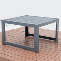 LeisureMod CT30BL Chelsea Patio Coffee Table With Black Aluminum