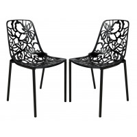 LeisureMod DC23BL2 Modern Devon Aluminum Chair (Armless), Set of 2